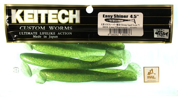 Силиконовая приманка Keitech Easy Shiner 4.5" цвет 424 Lime Chartreuse 6 шт.