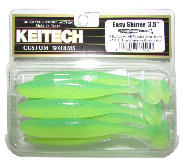 Силиконовая приманка Keitech Easy Shiner 3,5" цвет EA#11 Lime Chartreuse Glow