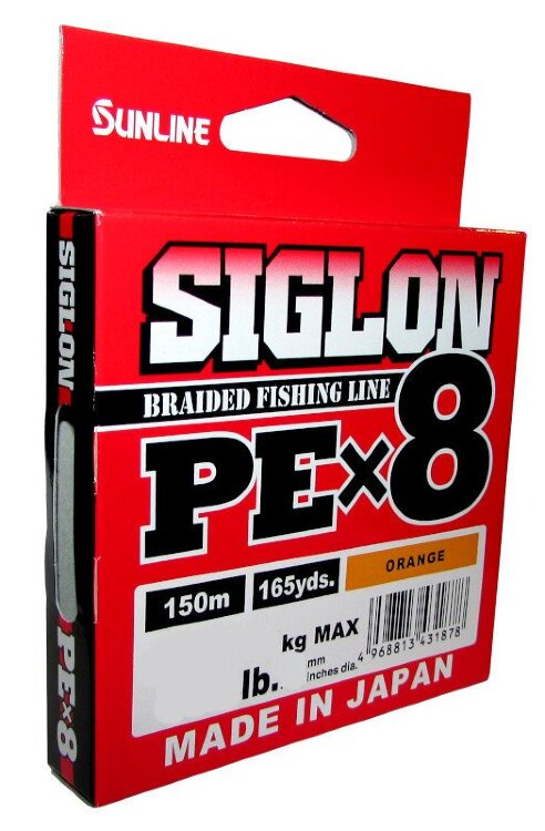 Плетёный шнур Sunline Siglon PEx8 #0.5/8Lb Orange 150 м