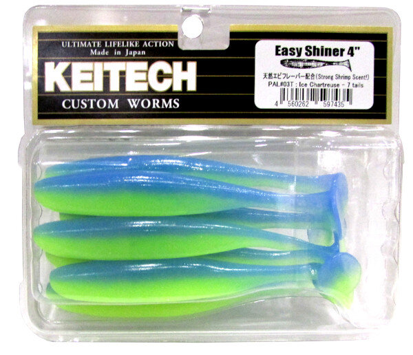 Силиконовая приманка Keitech Easy Shiner 4" цвет PAL#03 Ice Chartreuse (7шт)