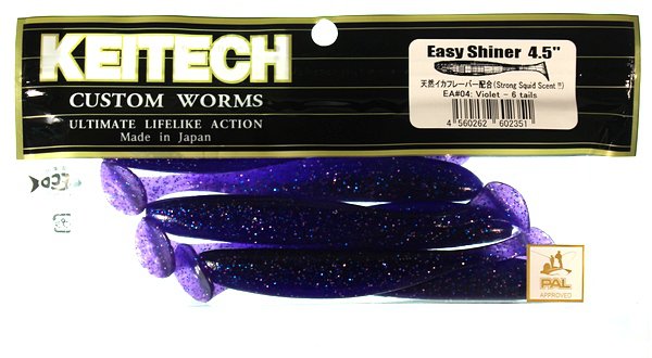 Силиконовые приманки Keitech Easy Shiner 4,5" цвет EA#04 Violet 6 шт.