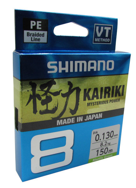 Леска плетёная Shimano Kairiki 8 PE 150м зелёная (8,2 кг) 0,13мм