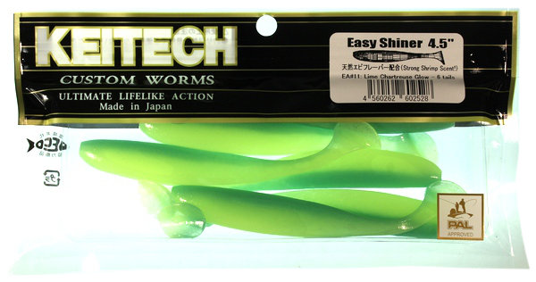 Силиконовая приманка Keitech Easy Shiner 4,5" цвет EA#11 Lime Chartreuse Glow 6 шт.