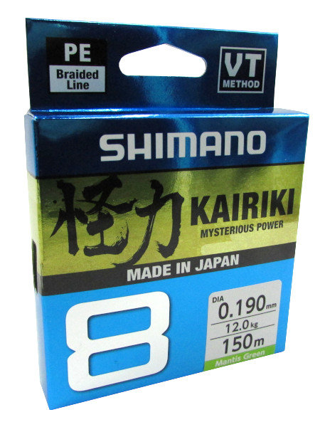 Леска плетёная Shimano Kairiki 8 PE 150м зелёная (12,0 кг) 0,19мм
