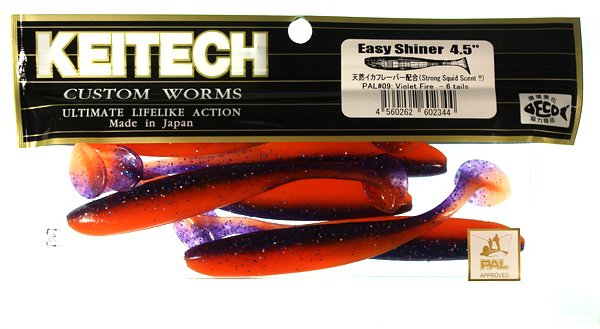 Силиконовые приманки Keitech Easy Shiner 4,5" цвет PAL#09 Violet Fire 6 шт.