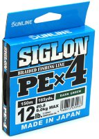 Плетёный шнур Sunline Siglon PEx4 150 м #0,8/12Lb (Dark Green)