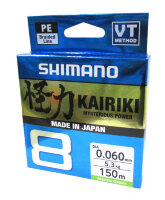 Плетёный шнур Shimano Kairiki 8 PE 150м зелёный (5,3 кг) 0,06 мм