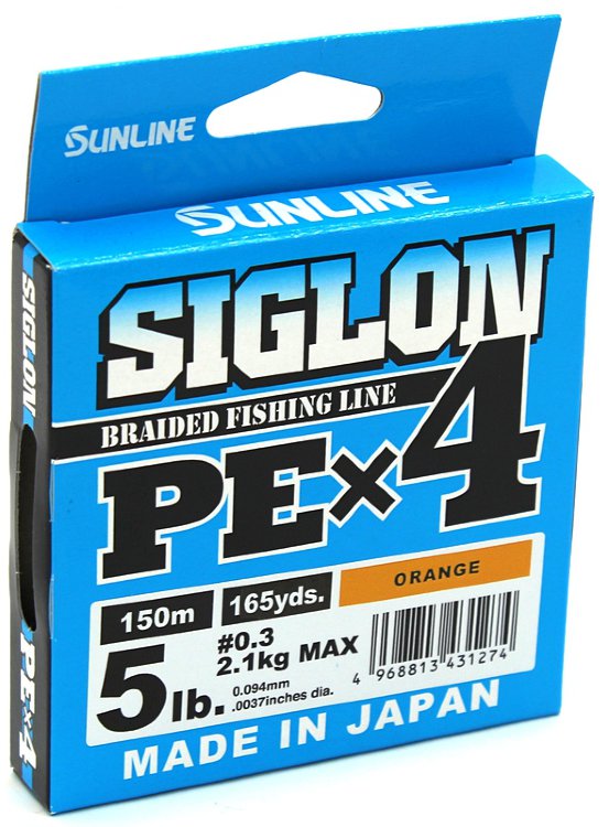 Плетёный шнур Sunline Siglon PEx4 150 м #0,3/5Lb (Orange) 