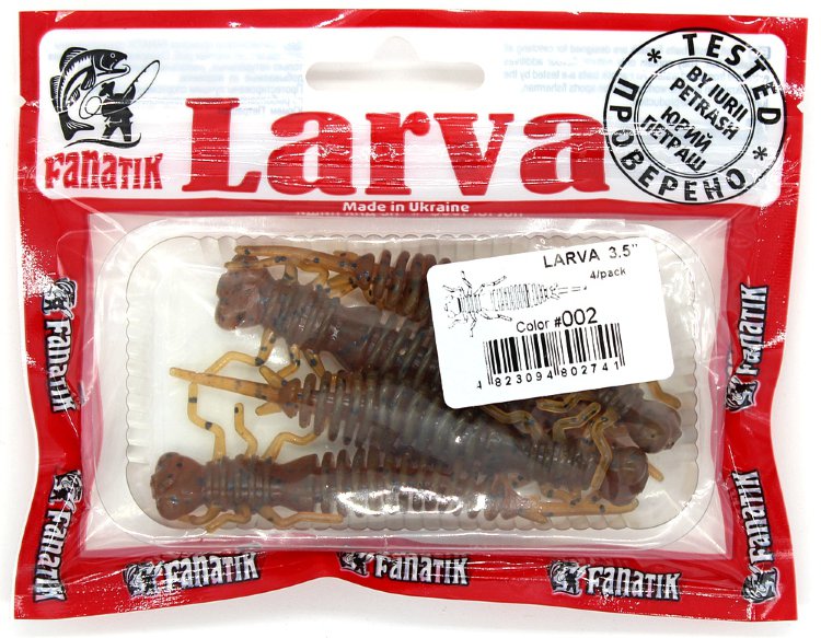 Силиконовая приманка Fanatik Larva 3.5" 4 шт. цвет 002