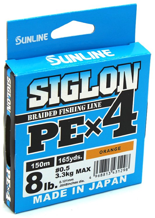 Плетёный шнур Sunline Siglon PEx4 150 м #0.5/8Lb (Orange)