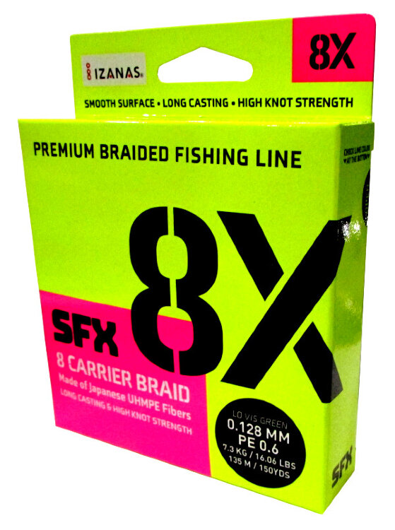 Леска плетёная SFX 8X зелёная 135м. PE 0,6/0,128мм.