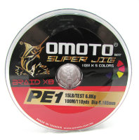 Шнур морской Omoto РЕ 100м*8, цветной (РЕ-1 (0,165 мм), 15 lbs (6,8 кг), 100 м), арт. 08L600PE1CL