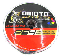 Шнур морской Omoto РЕ 100м*8, цветной (РЕ-4 (0,32 мм), 40 lbs (18 кг), 100 м), арт. OBL600PE4CL