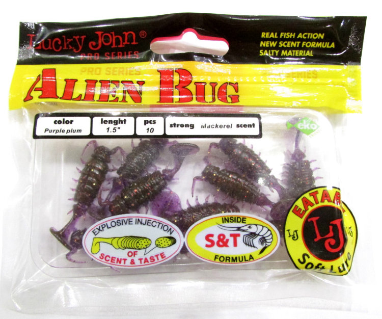 Силиконовая приманка LJ Pro Series Alien Bug 1,5" 3,8 см цвет S13 purple plum 10 шт.