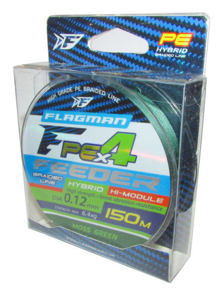 Плетёный шнур Flagman PE Hybrid F4 Feeder Moss Green 0,12 мм 6,4 кг 150 м