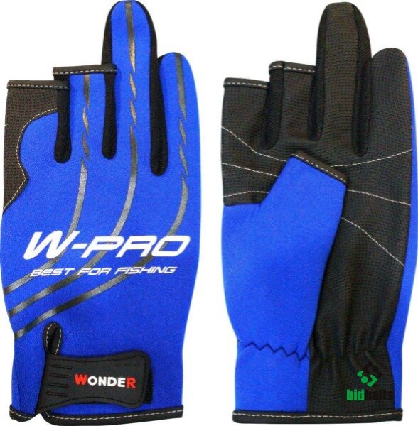 Перчатки WG-FGL045, синие с чёрным, с двумя пальцами р.ХХL