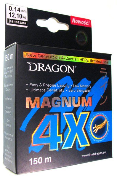 Плетёный шнур Dragon Magnum 4X 0,14мм 150м светло-серый