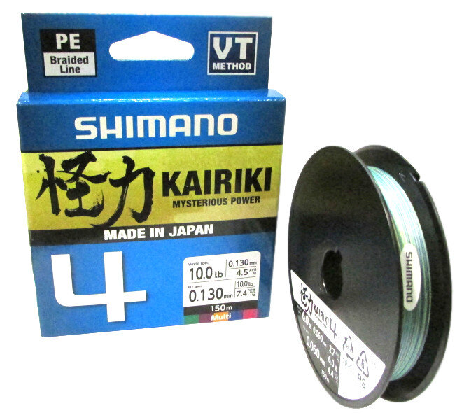 Леска плетёная Shimano Kairiki 4 PE 150м. мультиколор (7,4 кг) 0,13 мм.