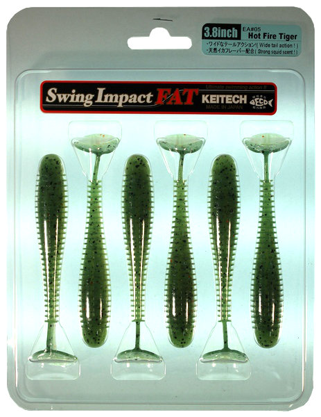 Силиконовая приманка Keitech Swing Impact Fat 3,8" цвет EA#05 Hot Fire Tiger