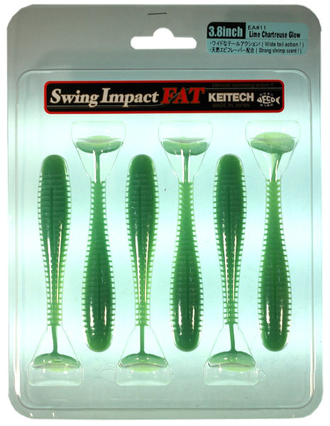 Силиконовая приманка Keitech Swing Impact Fat 3,8" цвет EA#11 Lime Chartreuse Glow