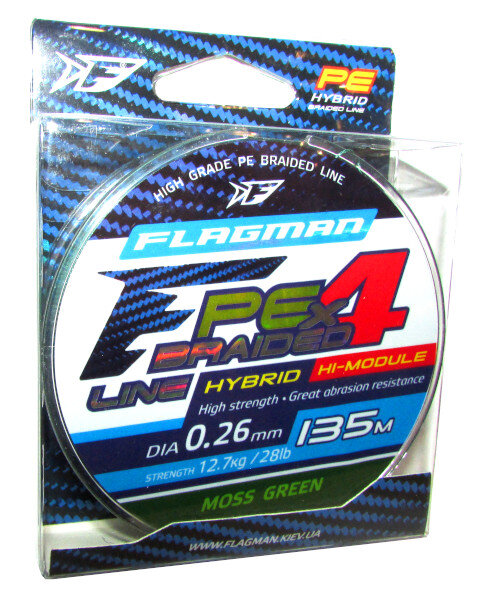 Плетёный шнур Flagman PE Hybrid F4 Moss Green 0,26 мм 12,7 кг 135 м