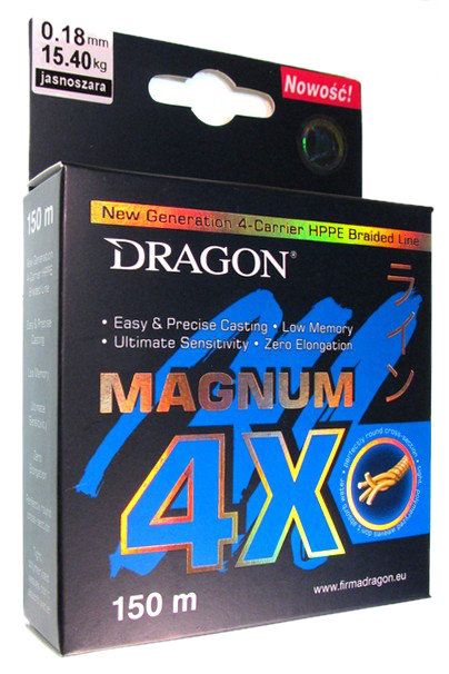 Плетёный шнур Dragon Magnum 4X 0,18мм 150м светло-серый