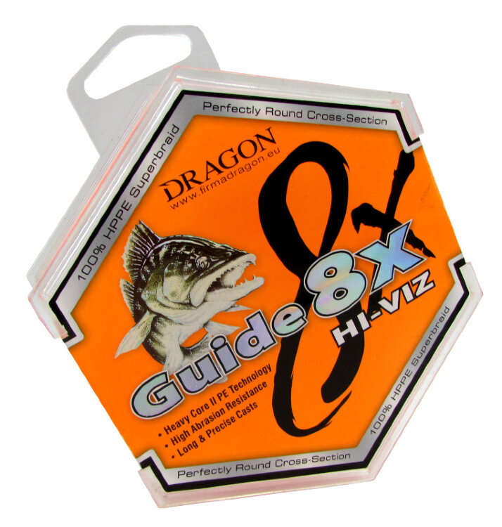 Плетёный шнур DRAGON GUIDE 8Х VISION 0,12мм 150м, оранжевый