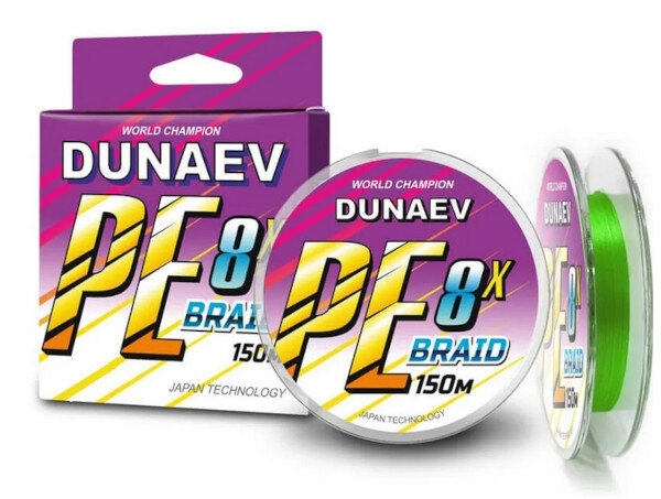 Плетёный шнур Dunaev Braid PE X 8 150 м 0,10 мм (ярко-зелёный)