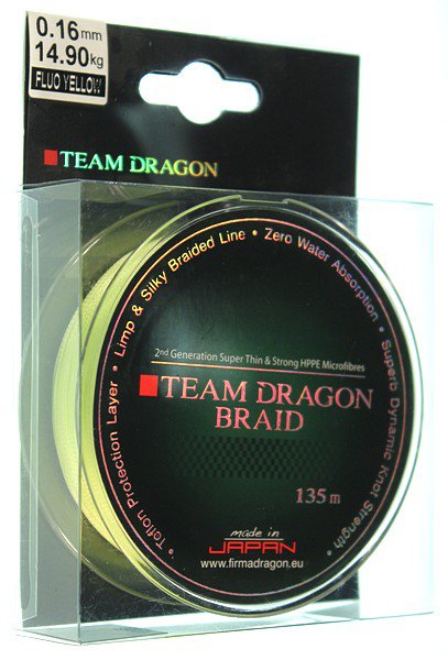 Плетёный шнур Team Dragon Braid 0,16мм 135м флюоро жёлтый