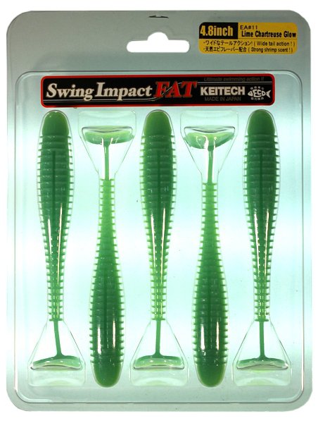 Силиконовая приманка Keitech Swing Impact Fat 4,8" цвет EA#11 Lime Chartreuse Glow
