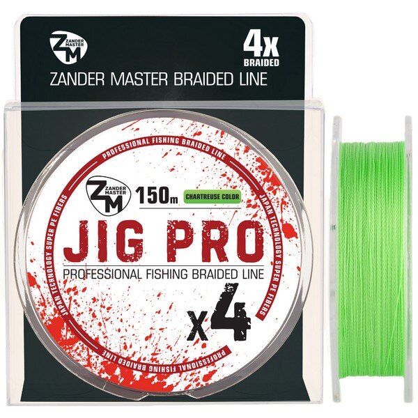 Шнур плетёный ZanderMaster JIG PRO 0,20 мм 150 м шартрез