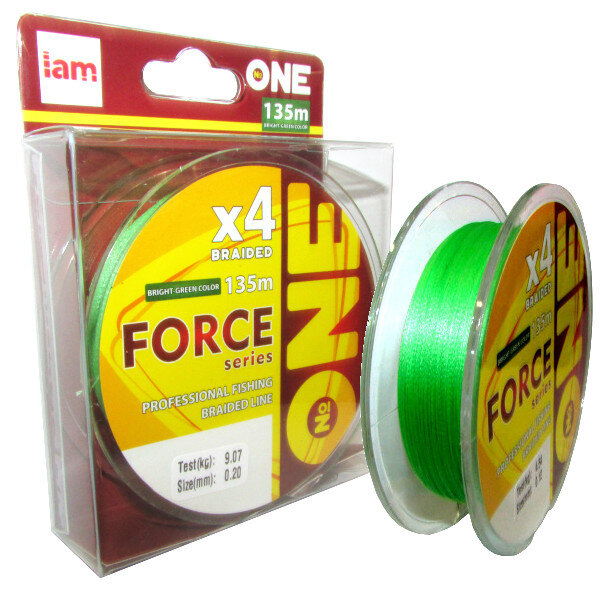 Плетёный шнур IAM Number One Force X4 (bright-green) 0,20 мм 135 м