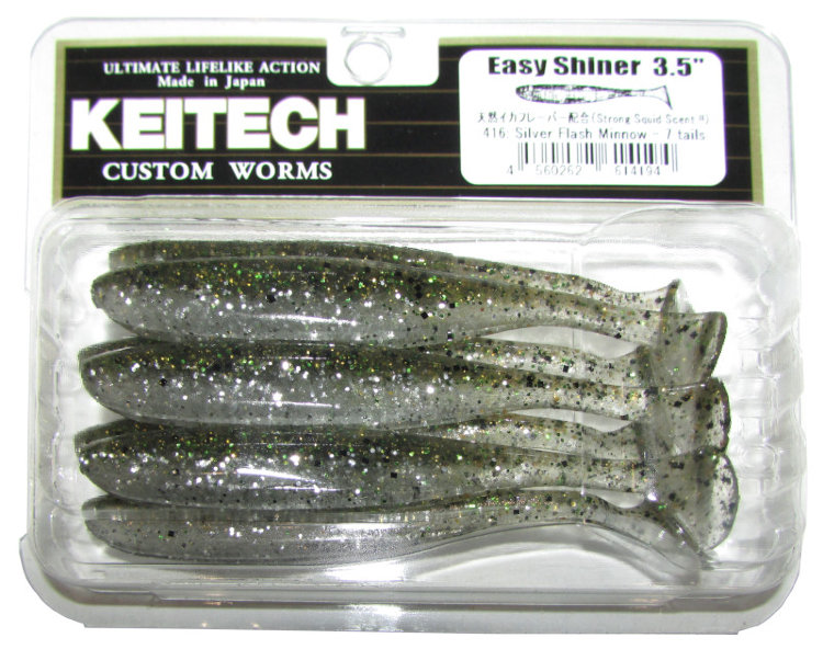 Силиконовая приманка Keitech Easy Shiner 3,5" цвет 416 Silver Flash Minnow 7 шт.