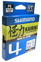 Леска плетёная Shimano Kairiki 4 PE 150м. серая (8,1 кг) 0,16 мм.