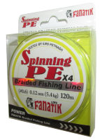 Плетёный шнур Fanatik Spinnning PEx4 120м (#0,6) 0,12мм Yellow