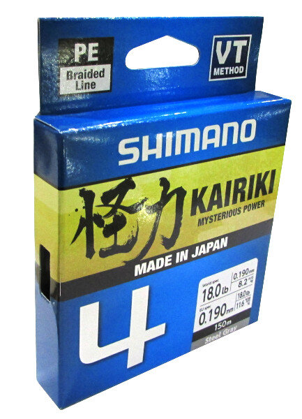 Плетёный шнур Shimano Kairiki 4 PE серый (11,6 кг) 0,19 мм 150 м