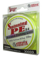 Плетёный шнур Fanatik Spinnning PEx4 120м (#0,8) 0,14мм Yellow