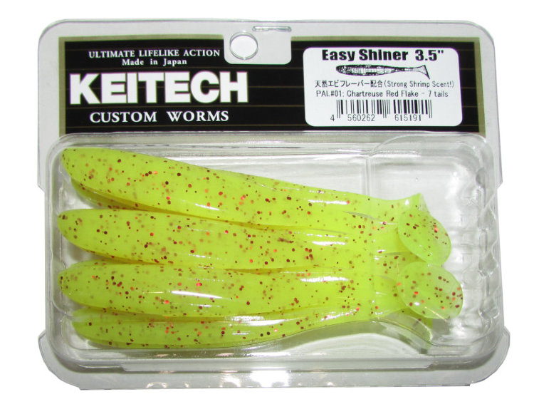 Силиконовая приманка Keitech Easy Shiner 3,5" цвет PAL#01 Chartreuse Red Flake 7 шт.