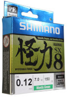 Плетёный шнур Shimano Kairiki PE 150м зелёный (7,0 кг) 0,12 мм