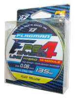 Плетёный шнур Flagman PE Hybrid F4 Fluo Yellow 0,08 мм 3,6 кг 135 м 