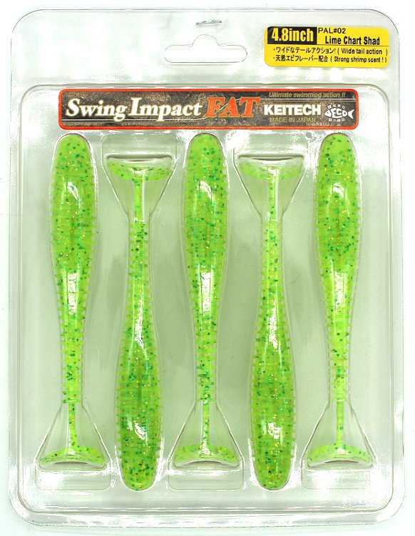 Keitech Swing Impact Fat 4.8" PAL#02 Lime Chart Shad