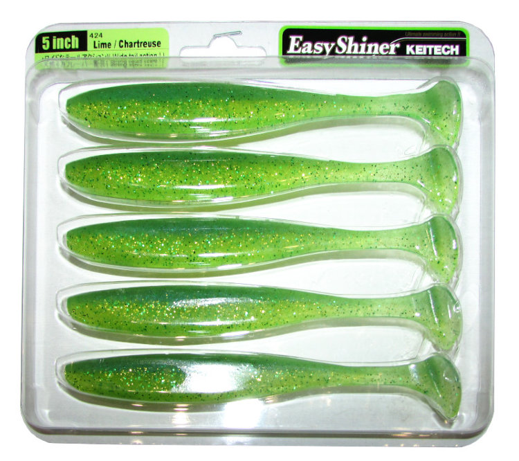 Силиконовая приманка Keitech Easy Shiner 5" цвет 424 Lime Chartreuse