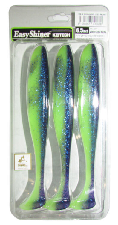 Силиконовая приманка Keitech Easy Shiner 6.5" цвет PAL#06 Violet Lime Belly 3 шт.