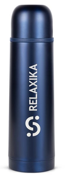 Термос Relaxika 101 (0,5 литра), тёмно-синий (стикерпак "7 вершин")