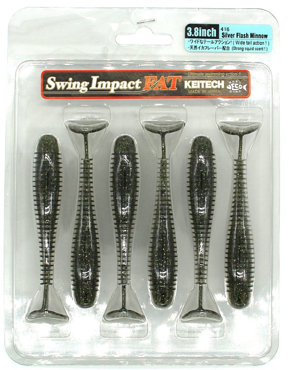 Силиконовая приманка Keitech Swing Impact Fat 3,8" цвет #416 Silver Flash Minnow