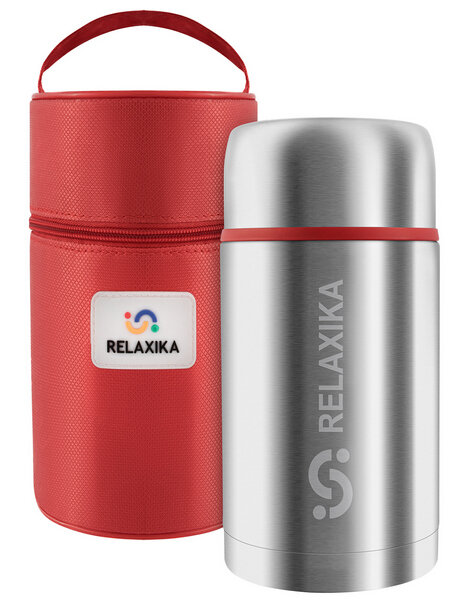 Термос для еды Relaxika 301 (1,2 литра) в термочехле, стальной