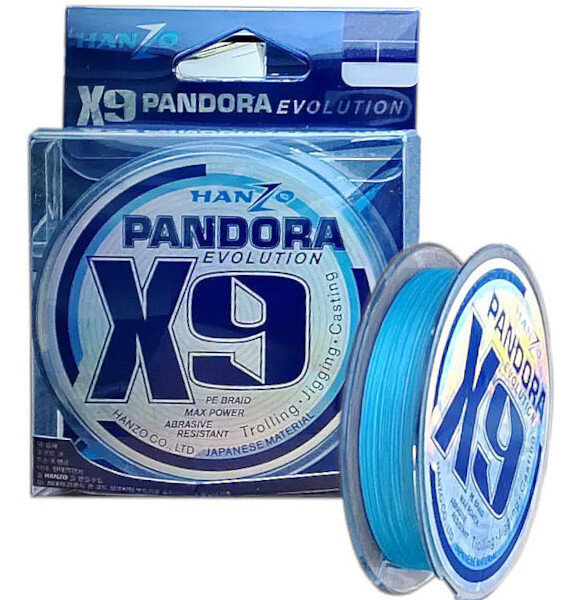 Плетёный шнур Hanzo Pandora Evolution x9 1.5 (200 м) 0,21 мм 14,1 кг Blue