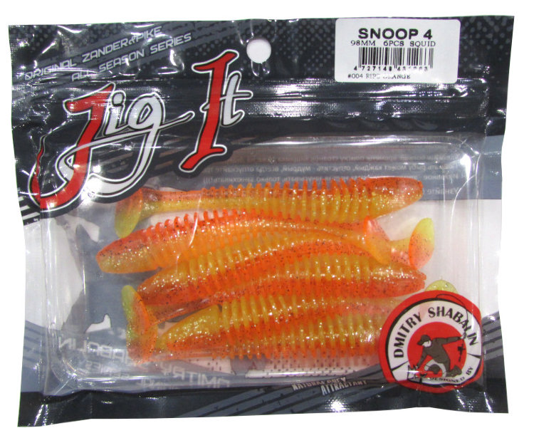 Силиконовая приманка Jig It Snoop 4" цвет 004 (кальмар)  98 мм 6 шт.