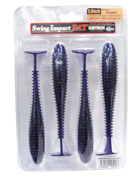 Силиконовая приманка Keitech Swing Impact Fat 5.8" цвет EA#04 Violet 4 шт.