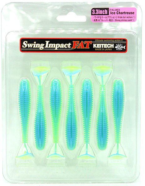 Силиконовая приманка Keitech Swing Impact FAT 3.3" цвет PAL#03 Ice Chartreuse 7 шт.